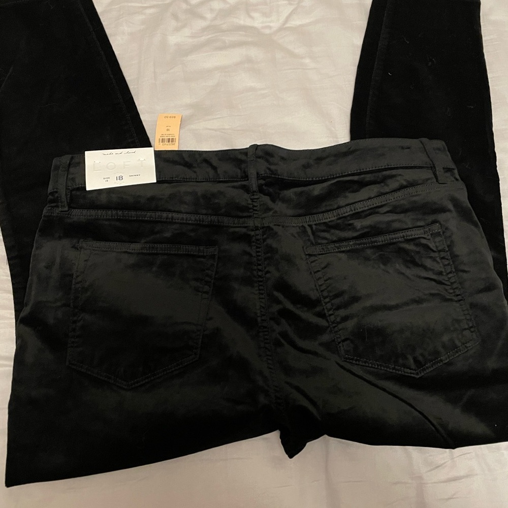 NWT Size 18 Loft Plus Black Velvet Skinny Pants